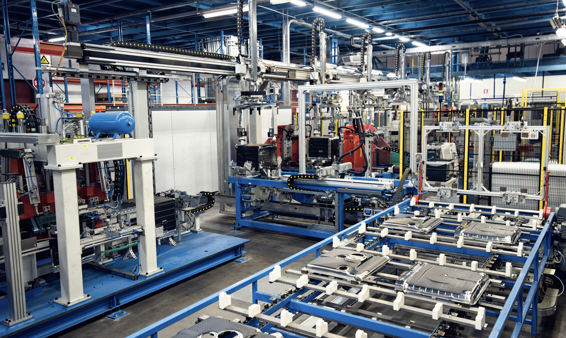 Automated manufacturing equipment operating on a modern production line.