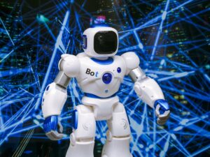 Data robot using automation and artificial intelligence to process information.